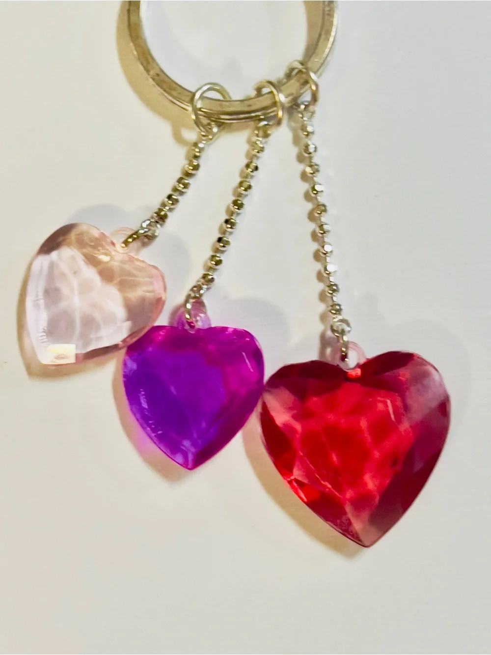 Vintage 90’s Y2k Acrylic Hearts Keychain Handbag Charm Accessories Car Key